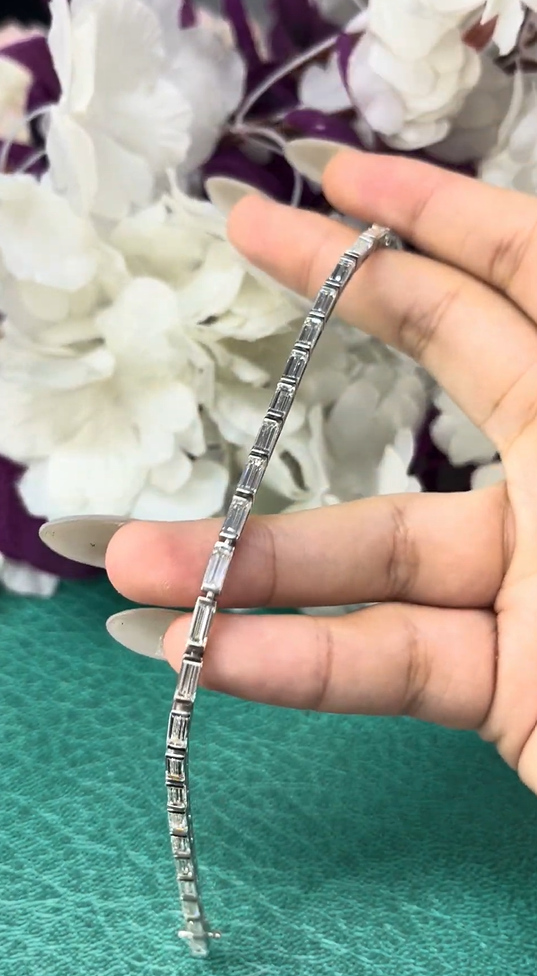 8 Carat Emerald Cut Lab Diamonds in 14KWG Bracelet