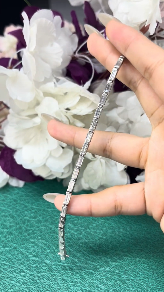 8 Carat Emerald Cut Lab Diamonds in 14KWG Bracelet