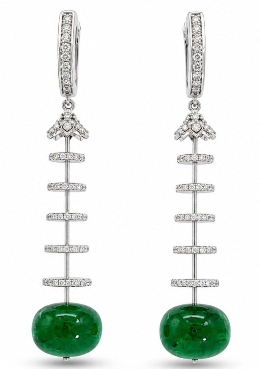 16.52 carat Natural Emerald 18K WG Earrings