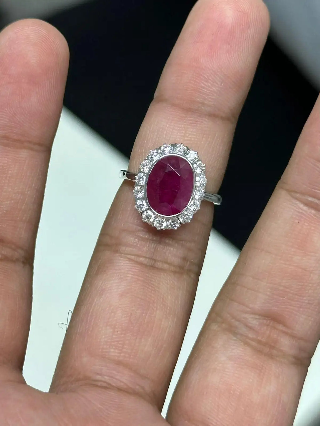 4.30 Carat Ruby Ring in 18K White Gold