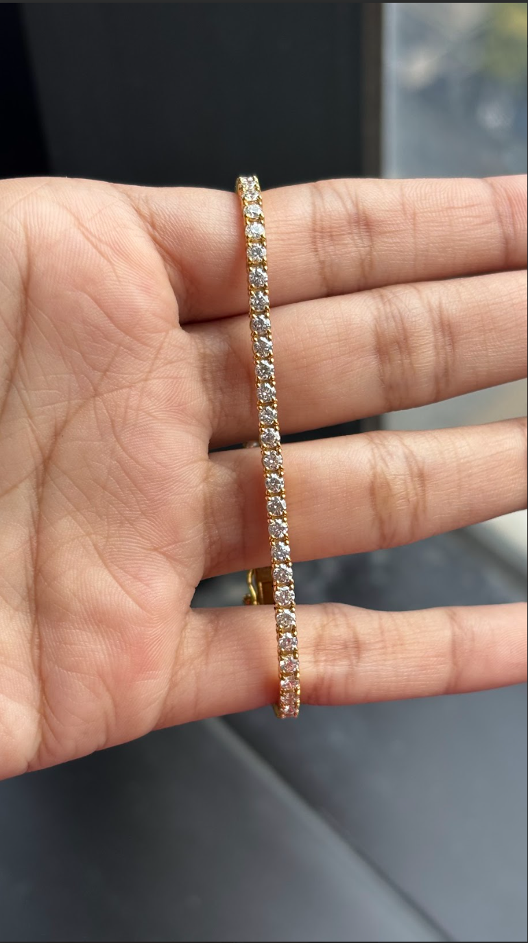 3.15 Carat Lab Diamond Bracelet in 18K Yellow Gold