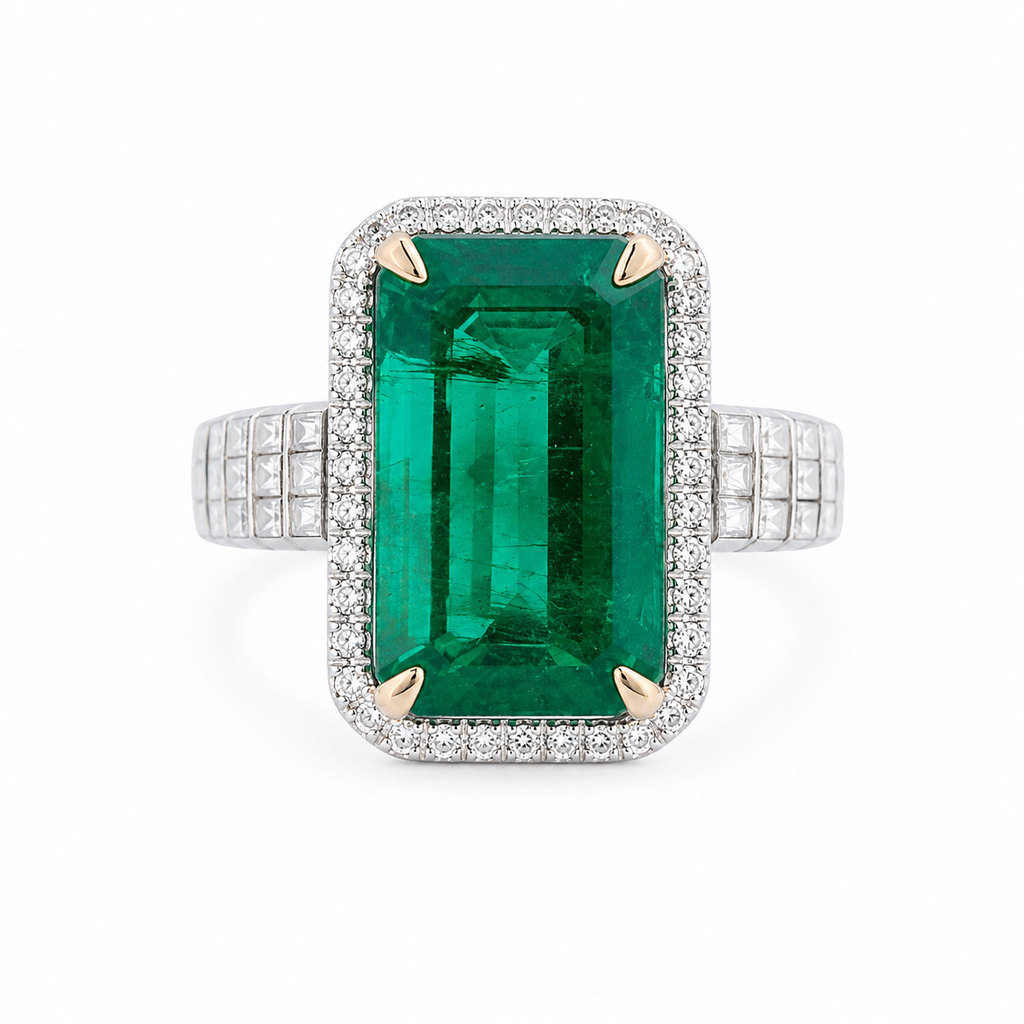 6.80 Carat Emerald in 18K White Gold Ring