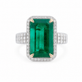 6.80 Carat Emerald in 18K White Gold Ring
