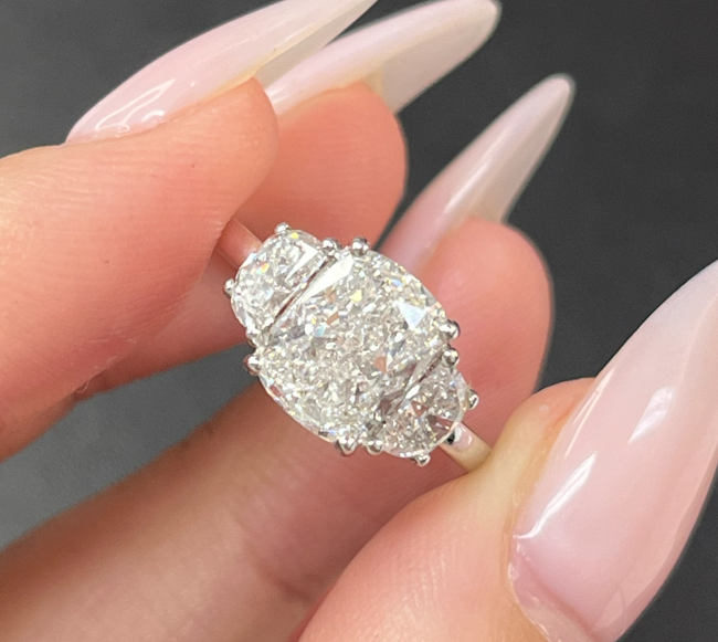 2.54 Carat Cushion cut Lab Diamond in 14K White Gold