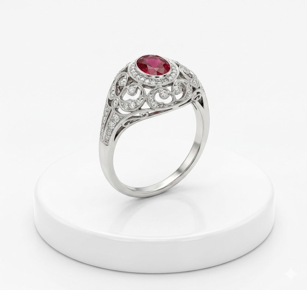 1.20 Carat Ruby Ring in 18K White Gold