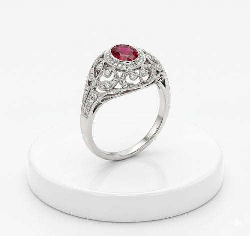 1.20 Carat Ruby Ring in 18K White Gold