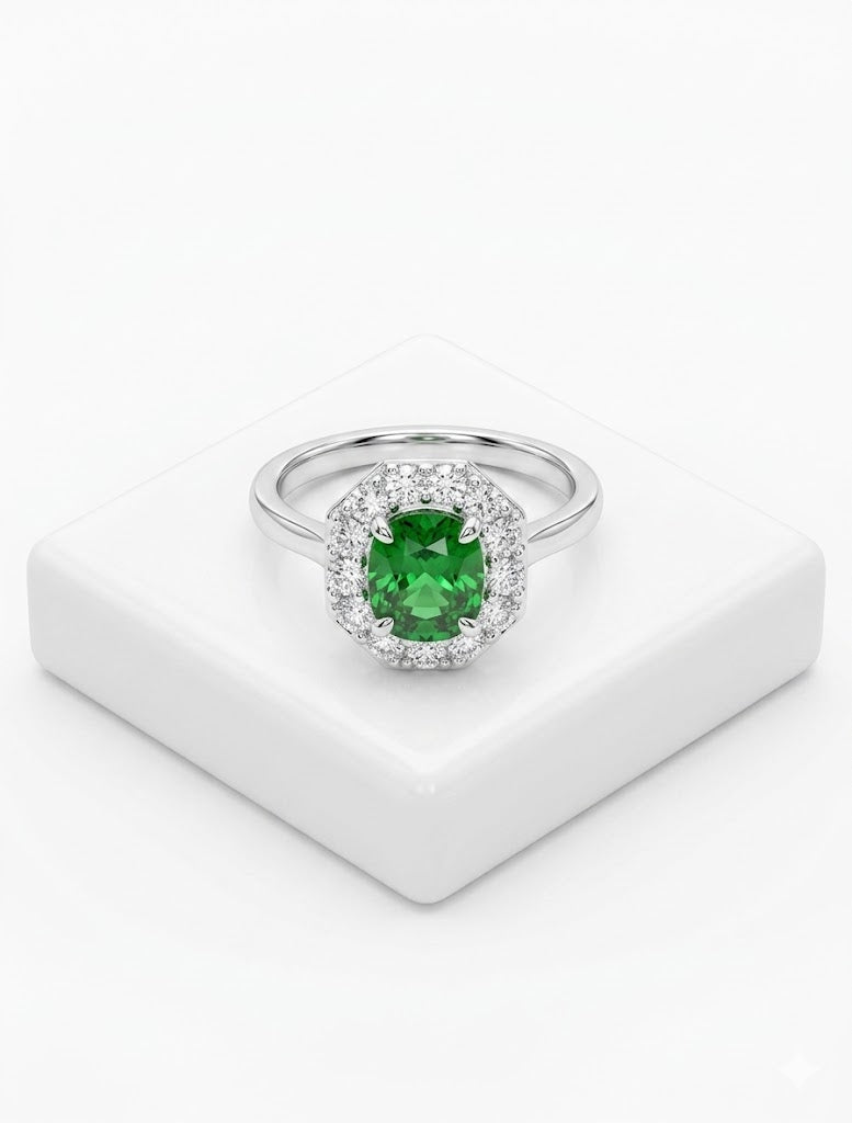 2.45 Carat Tsavorite Ring in 14K White Gold