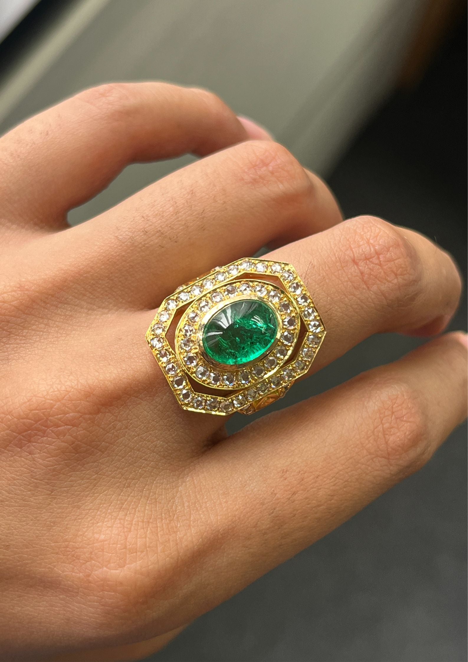 2.70 Carat Emerald and Diamond Ring in 18K Gold