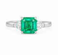 1.55 Carat Colombian Emerald & Diamond Three-stone Ring in Platinum 900