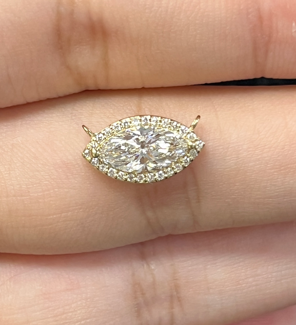 1.03 Carat Marquise Lab Diamond in 14K Yellow Gold Pendant