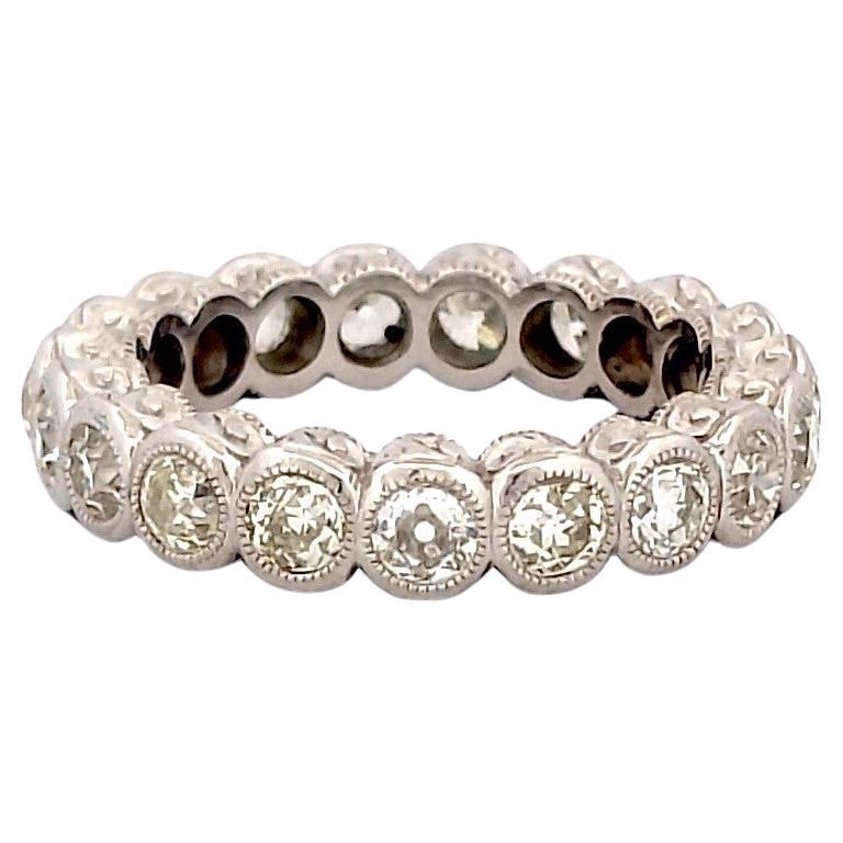 2.48 Carat Authentic Vintage Old Mine Cut Diamond Eternity Band in Platinum 900