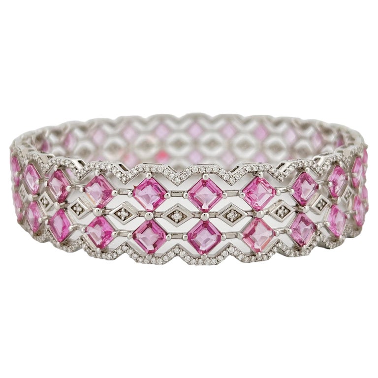 26.96 Carat Pink Sapphire Bangle (18K White Gold)