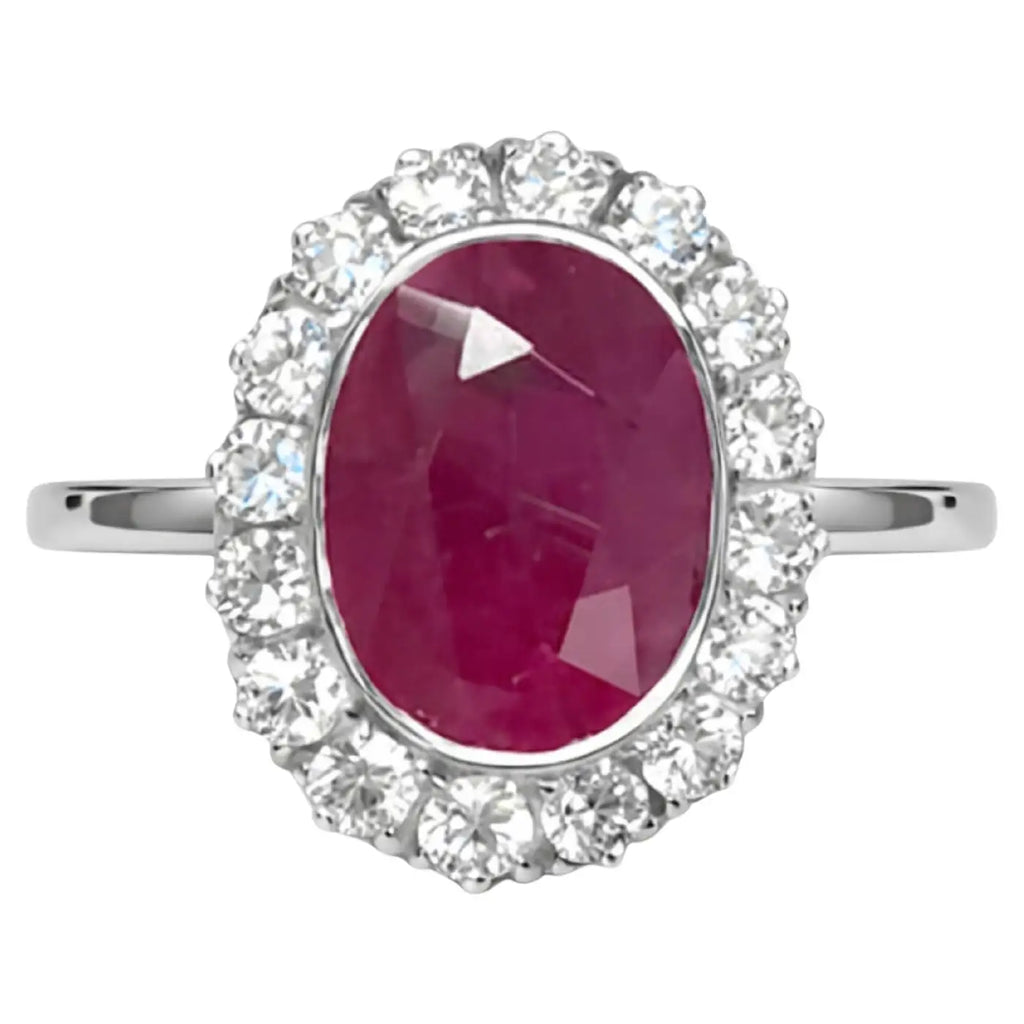 4.30 Carat Ruby Ring in 18K White Gold