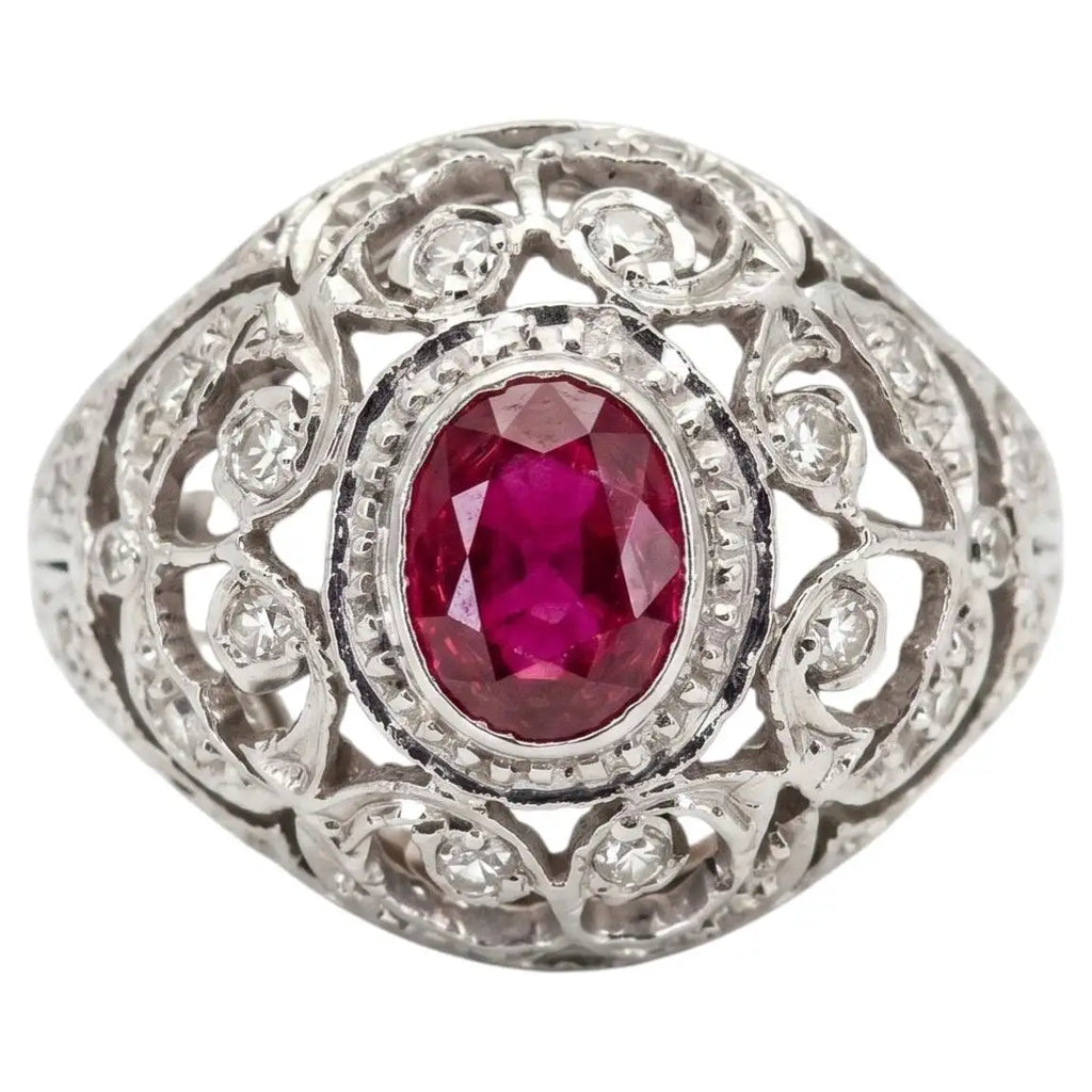 1.20 Carat Ruby Ring in 18K White Gold
