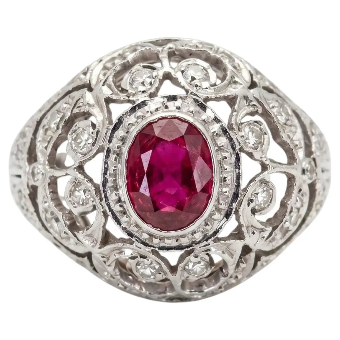 1.20 Carat Ruby Ring in 18K White Gold