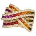 3.92 Carat Rainbow Sapphire Ring in 14K Yellow Gold