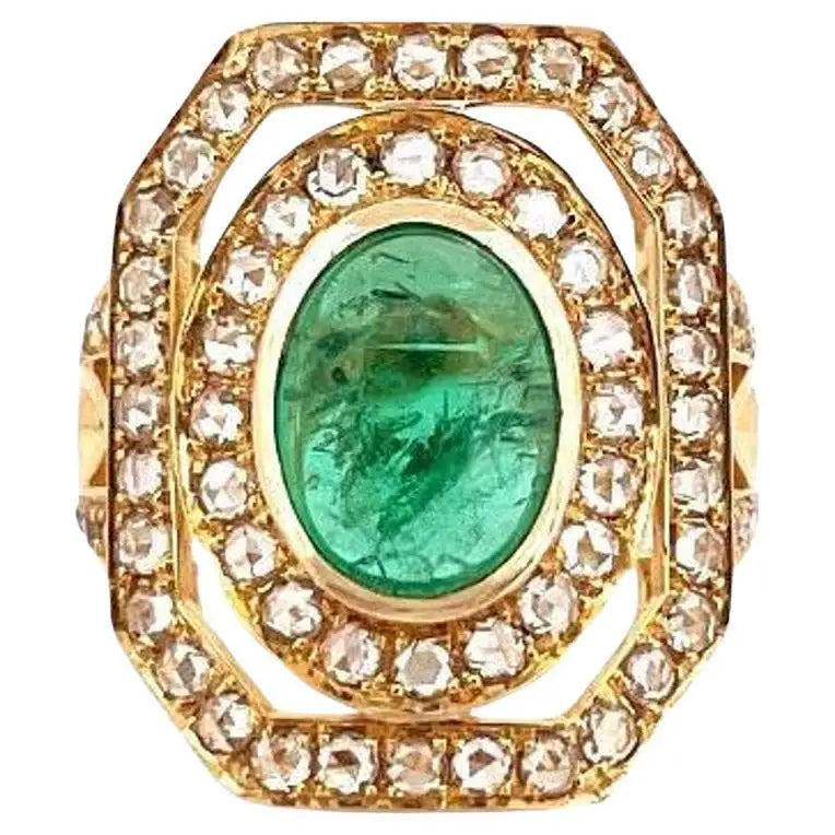 2.70 Carat Emerald and Diamond Ring in 18K Gold