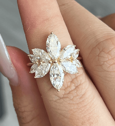 2.202 carat Marquise Lab Diamond in 3.85 grams 14K Yellow Gold ring