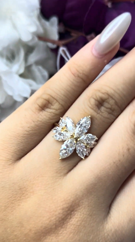 2.202 carat Marquise Lab Diamond in 3.85 grams 14K Yellow Gold ring