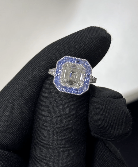4.01 Carat Lab Asscher Lab Diamond Ring in 14K WG