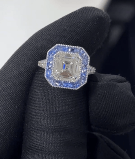 4.01 Carat Lab Asscher Lab Diamond Ring in 14K WG