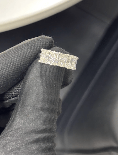 7.04 Carat Radiant Cut Lab Diamond Half-Eternity Band 14K WG