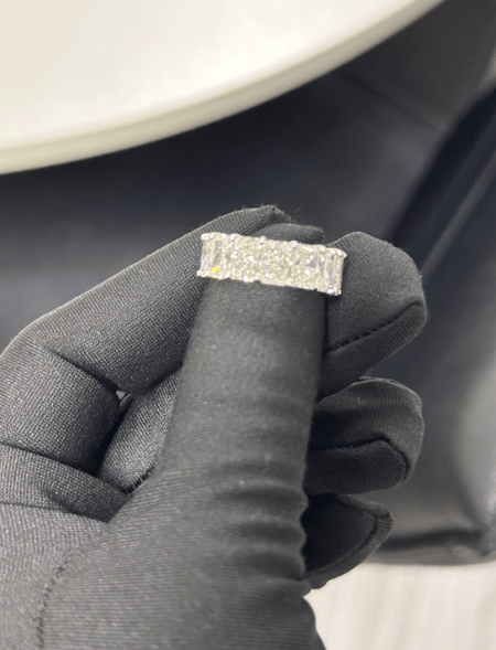 7.04 Carat Radiant Cut Lab Diamond Half-Eternity Band 14K WG
