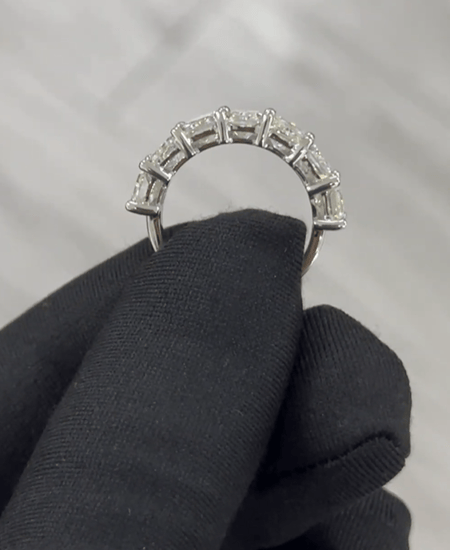 7.04 Carat Radiant Cut Lab Diamond Half-Eternity Band 14K WG