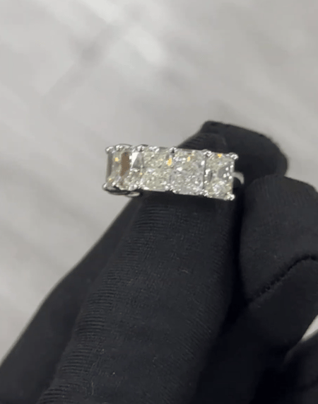 7.04 Carat Radiant Cut Lab Diamond Half-Eternity Band 14K WG