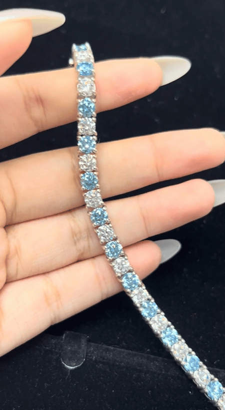 15.89 Carat Lab Diamond Tennis Bracelet in Silver