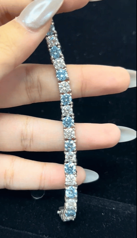 15.89 Carat Lab Diamond Tennis Bracelet in Silver
