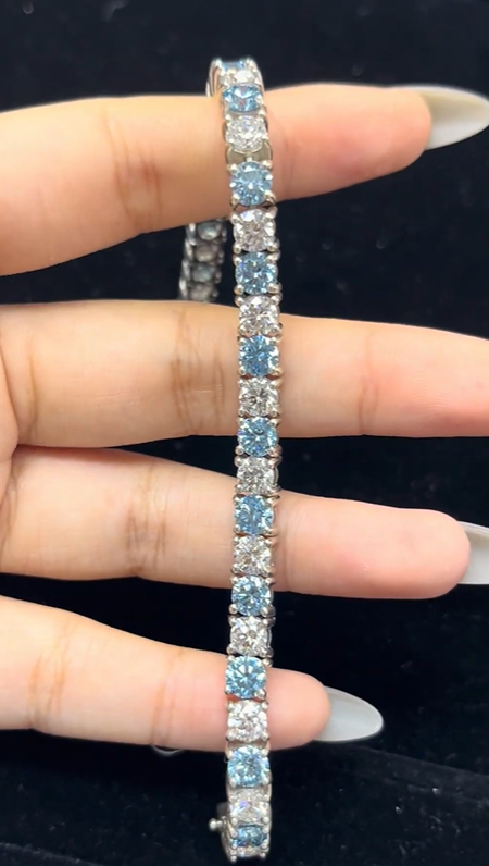 15.89 Carat Lab Diamond Tennis Bracelet in Silver
