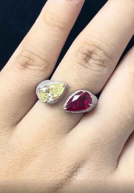 2.01 Carat Ruby and 1.43 Carat Dia 18K White Gold ring