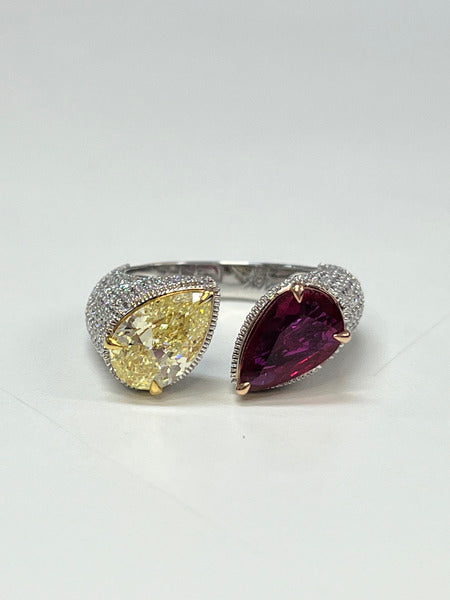 2.01 Carat Ruby and 1.43 Carat Dia 18K White Gold ring