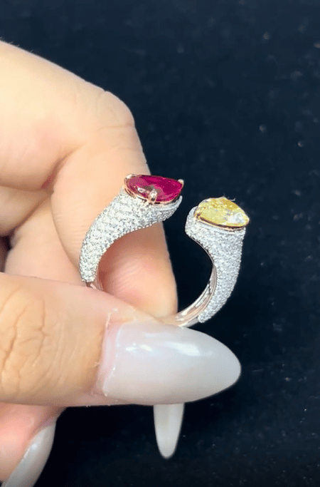 2.01 Carat Ruby and 1.43 Carat Dia 18K White Gold ring