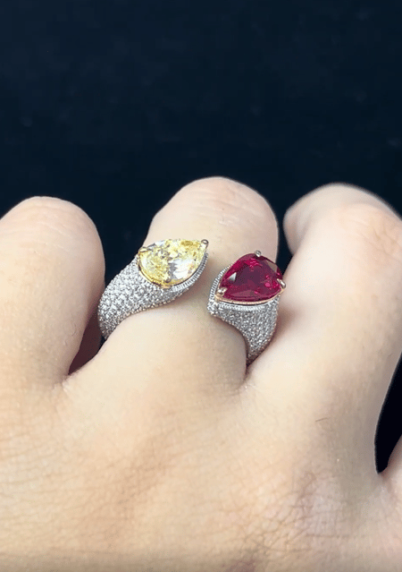 2.01 Carat Ruby and 1.43 Carat Dia 18K White Gold ring