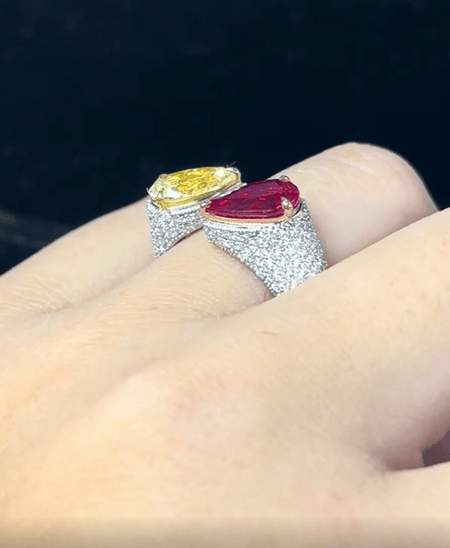 2.01 Carat Ruby and 1.43 Carat Dia 18K White Gold ring