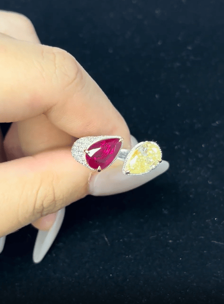 2.01 Carat Ruby and 1.43 Carat Dia 18K White Gold ring