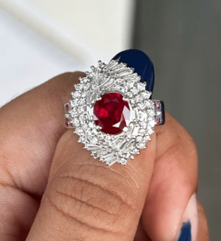 1.74 carat Ruby PT900 Ring