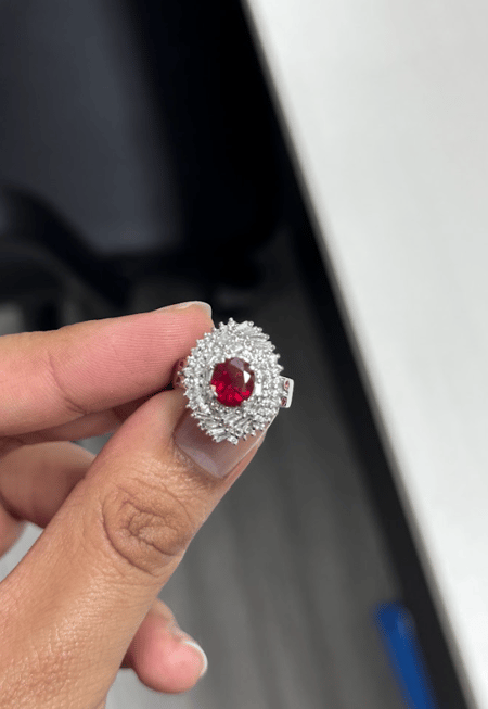 1.74 carat Ruby PT900 Ring