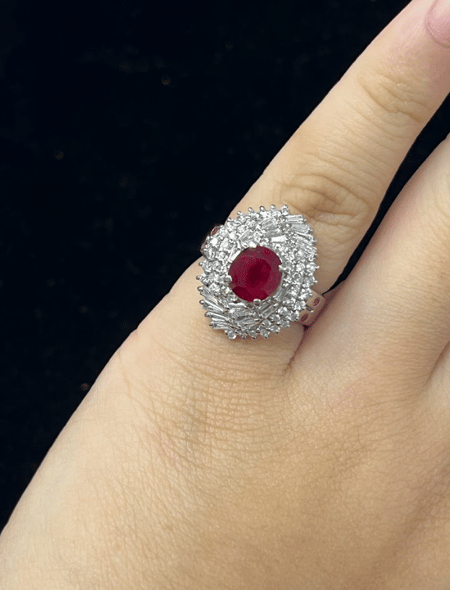 1.74 carat Ruby PT900 Ring