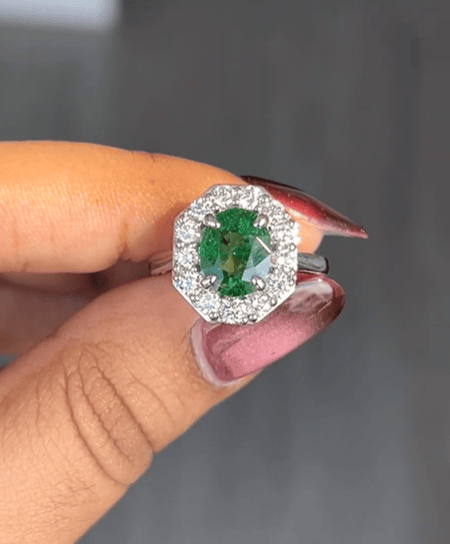 2.45 Carat Tsavorite Ring in 14K White Gold