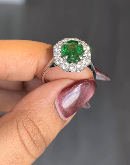 2.45 Carat Tsavorite Ring in 14K White Gold