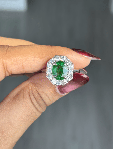 2.45 Carat Tsavorite Ring in 14K White Gold