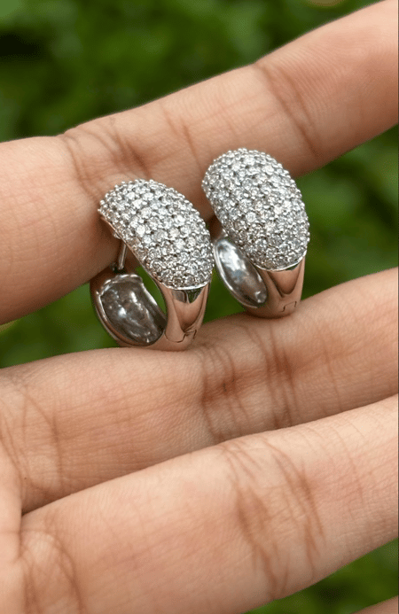 Natural 1.59 Carat Diamond Earrings in 18K White Gold