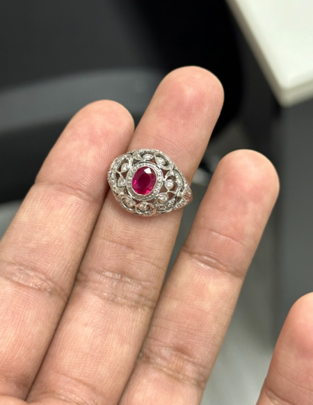 1.20 Carat Ruby Ring in 18K White Gold