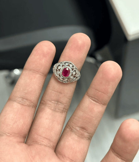 1.20 Carat Ruby Ring in 18K White Gold