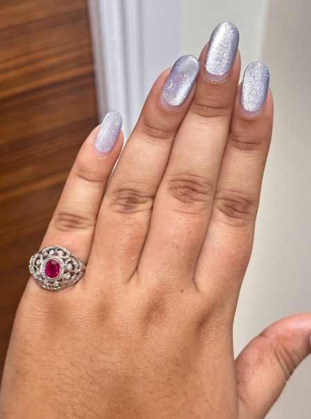 1.20 Carat Ruby Ring in 18K White Gold