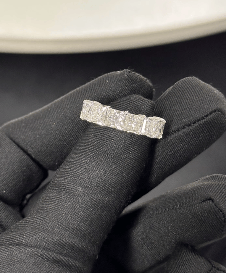 11.34 Carat Princess Cut Eternity Diamond Lab Ring 14K WG