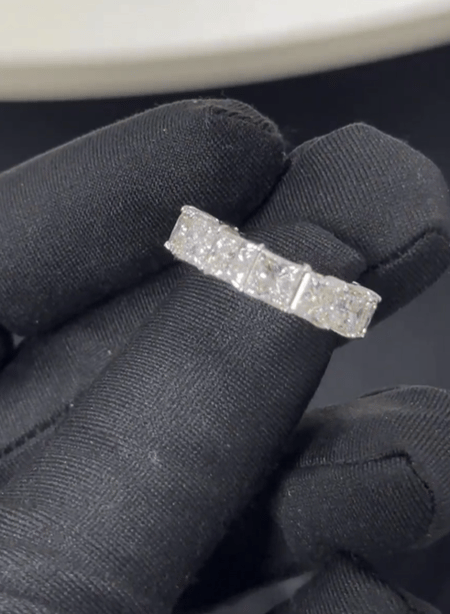 11.34 Carat Princess Cut Eternity Diamond Lab Ring 14K WG